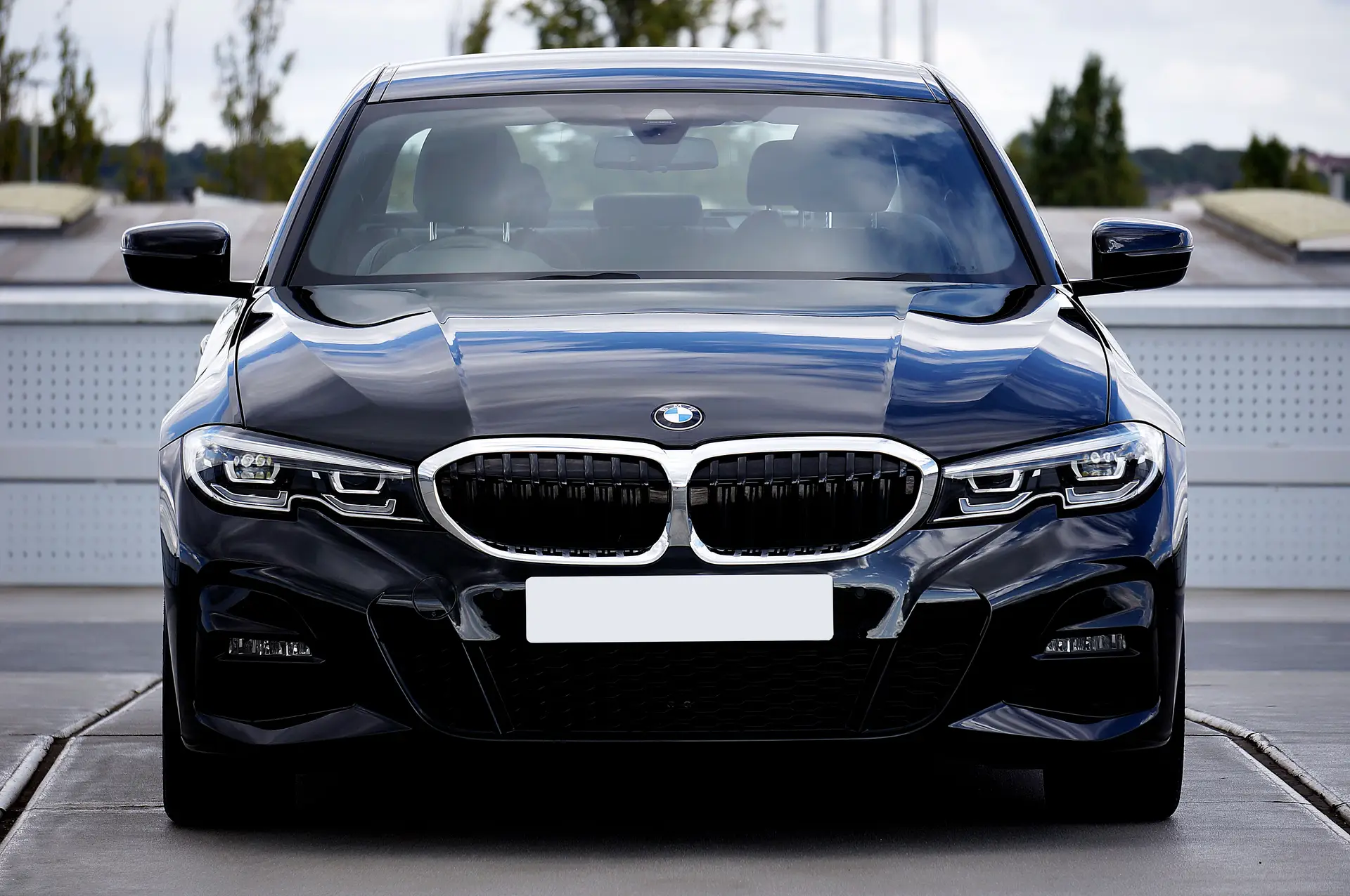 Sleek luxury sedan in a professional setting